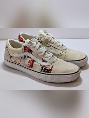 Vans Old Skool Packing Tape Blanc De Blanc True White Red Men’s Size 9